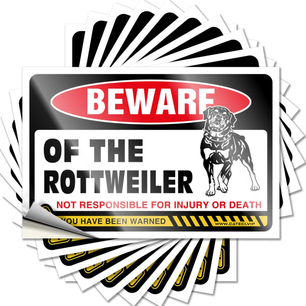 Beware of Rottweiler Inspirational Tattoo | Back Yard Decorations Waterproof Vinyl Case Ideas Removable Decal Peel Stick(6X9CM)