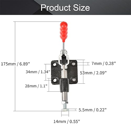 Miniatura 2 de Utoolmart Abrazadera de palanca ajustable, botón de liberación rápida, abrazadera de palanca de acción de empuje de 500 libras de capacidad, acero