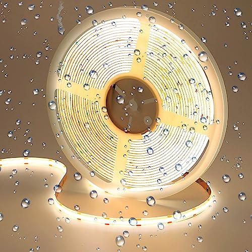 GOMING 24V 10M COB Ruban à LED Blanc Naturel 4000K IP65 étanche 384LED/M Luminescence Uniforme CRI 93+ Haute Luminosité 6800lm Flexible Découpable Bande LED pour Maison Décorer(Sans Alimentation)