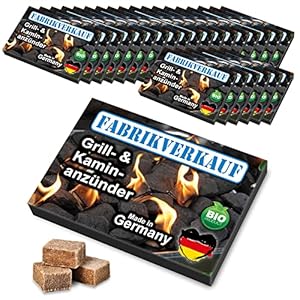 FABRIKVERKAUF (24 Schachteln) Anzündwürfel aus Holz und Wachs vom Deutschen Hersteller, Grillanzünder, Kaminanzünder, Ofenanzünder, 24 Anzündplatten geschnitten in 24, 32 oder 40 Würfel