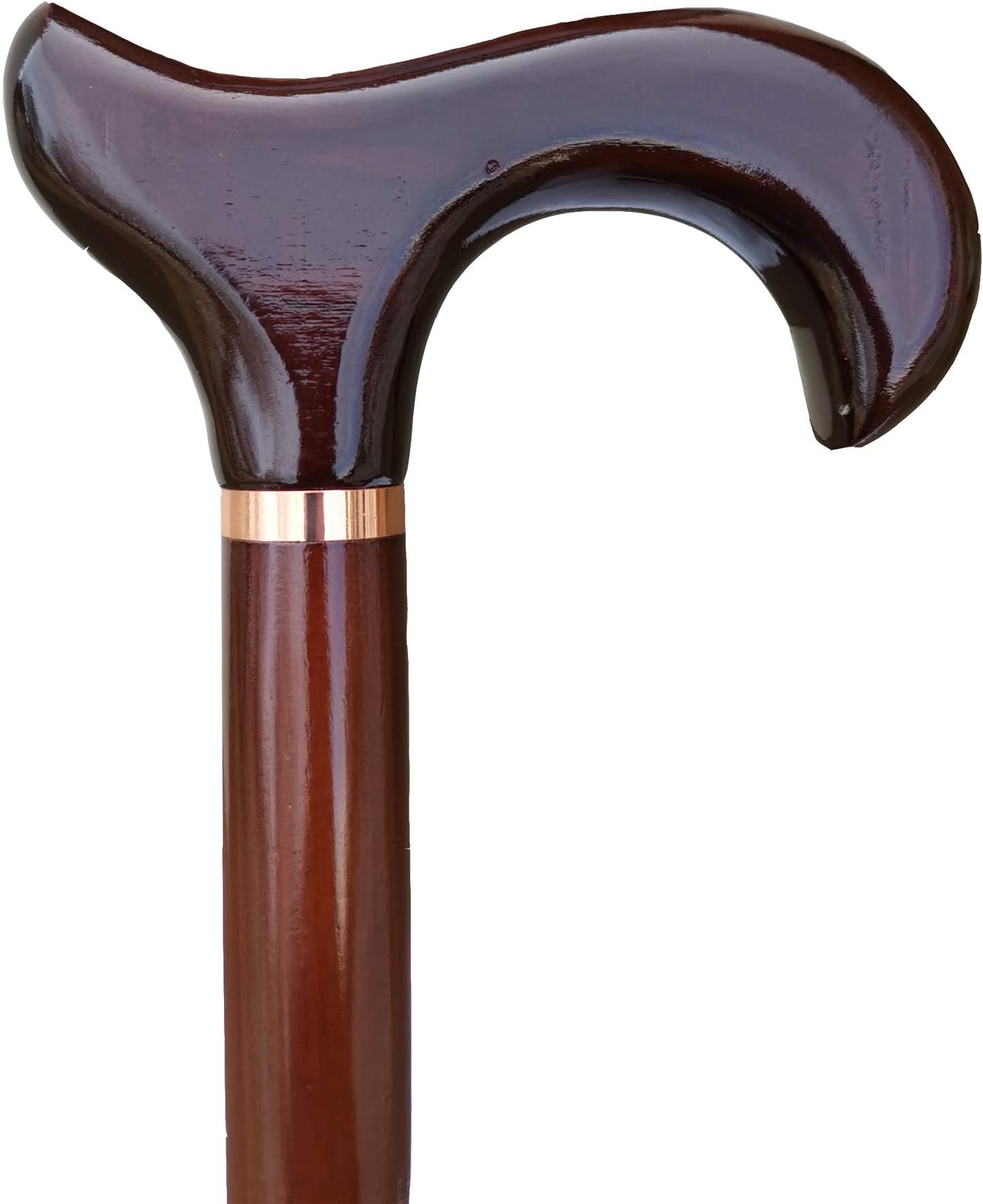 Gents Wooden Derby Cane with Collar Walking Stick in Dark Brown Wood Stain 94cm (37") Height