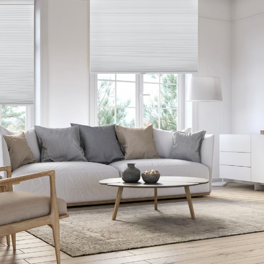 Blackout Cellular Shades Cordless Pull Down Cellular Blinds Thermal Insulated Honeycomb Blinds for Windows. White,24" W x 88" H