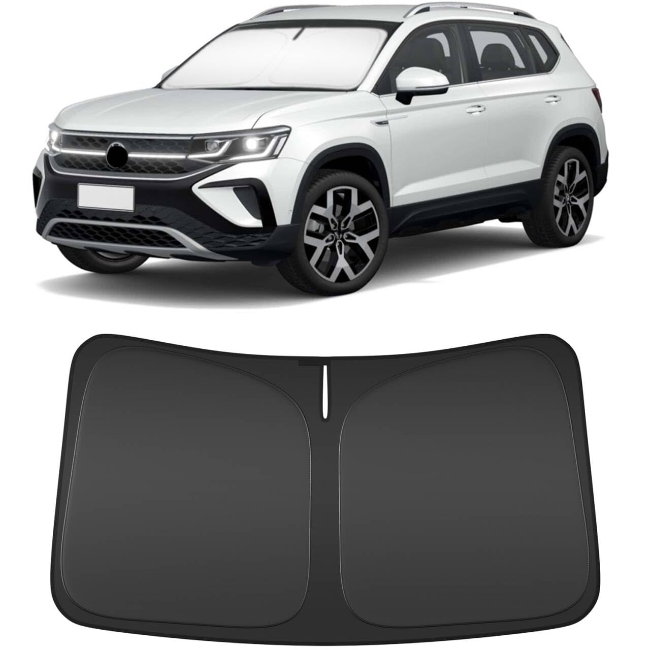 Windshield Sun Shade for 2022-2024 2025 Volkswagen VW Taos Compatible Accessories-4 Layers Custom Fit Foldable Front Window Sunshade Sun Visor