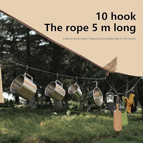 Miniatura 2 de Ochine Tendedero portátil de viaje de 16.4 ft/16 pies, portátil, retráctil, ajustable, cuerda de ropa elástica portátil de viaje con 10 pinzas para