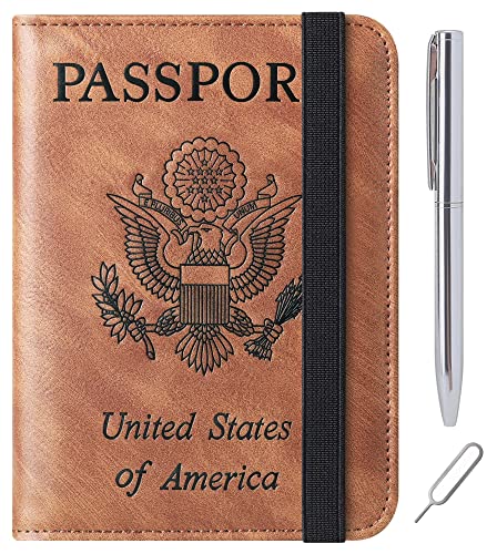 Image of Passport Holder for Travel Essentials, Passport Cover, Rfid Blocking Wallet | Travel Wallet, Leather, Passport Case, Travel Accessories, Vacation Luggage Must Haves, for Men Women
