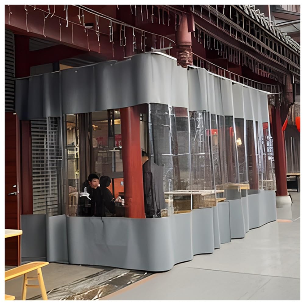 Wash Bay Gardinen, transparente, wasserdichte Outdoor-Gardinen – Vinyl-Plane mit Ösen für Pergola, Balkon, Veranda, Pavillon – 2 x 2,5 m / 6,5 x 8,2 ft – wetterbeständiges, transparentes Des