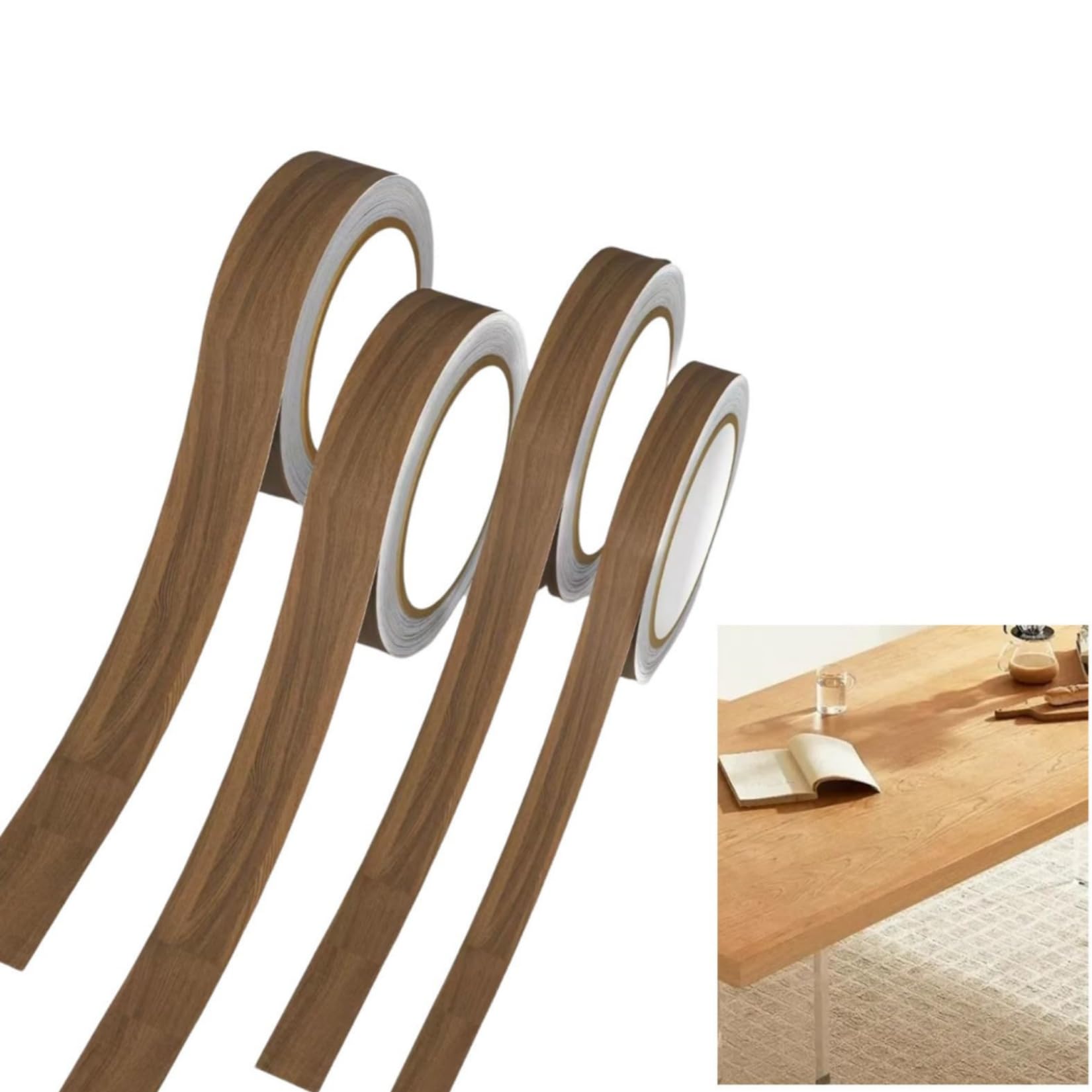 Wood Veneer Edging Strip Self-Adhesive Oak Effect Edge Banding Tape for Worktops, Cabinets & Furniture Waterproof, Heat-Resistant Trim Furniture Edge Tape (Brown,1.8 * 1000cm)