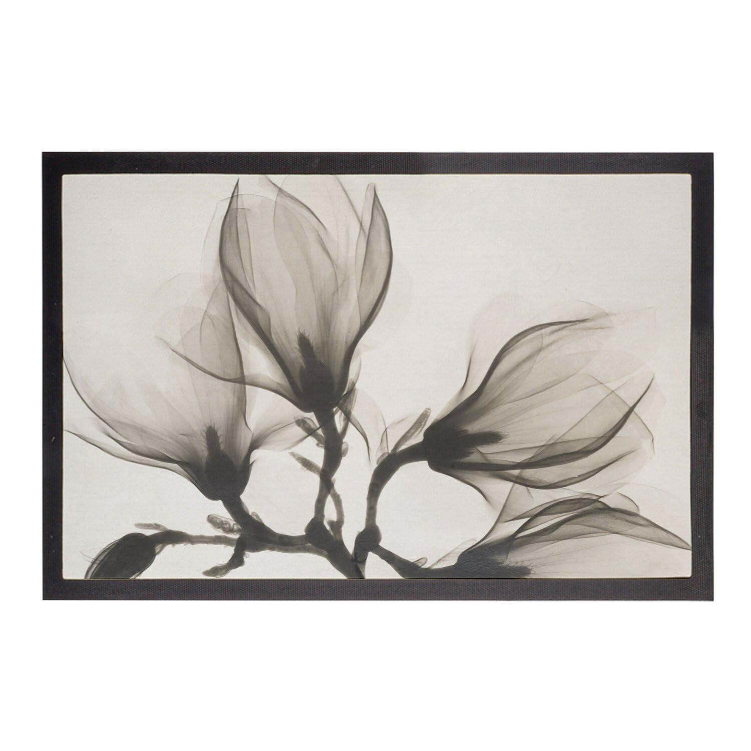 Paillasson fleur monochrome encre fini les traces de boue