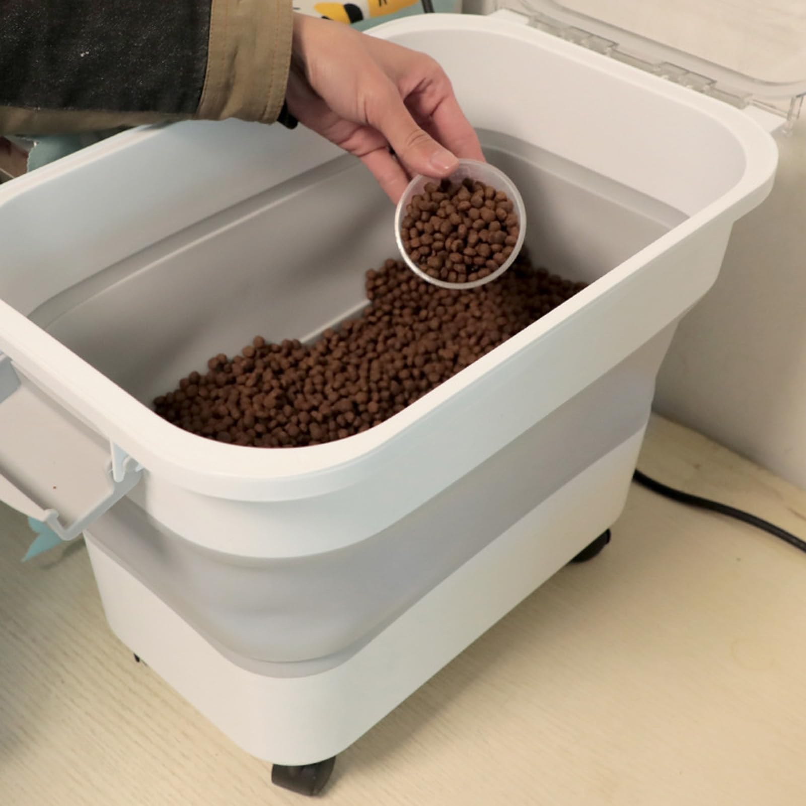 Contenitore per Alimenti per Animali Domestici Contenitore Pieghevole per Alimenti per Cani Calibro Grande PP Sigillato Facile da Pulire Grande capacità per la Casa