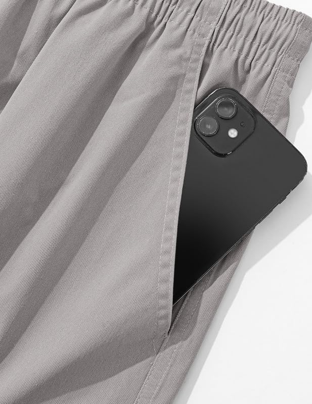 Mens Cargo Shorts Drawstring 9 inch Casual Elastic Waistband Summer with Pockets - Image 7