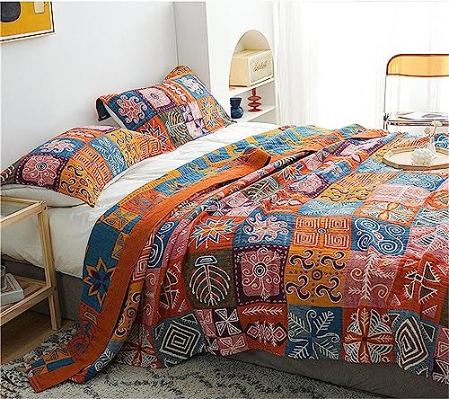Image of MSGKV Boho Throw Blanket 60 inchx80 inch 100% Cotton Checkered Throw for Couch