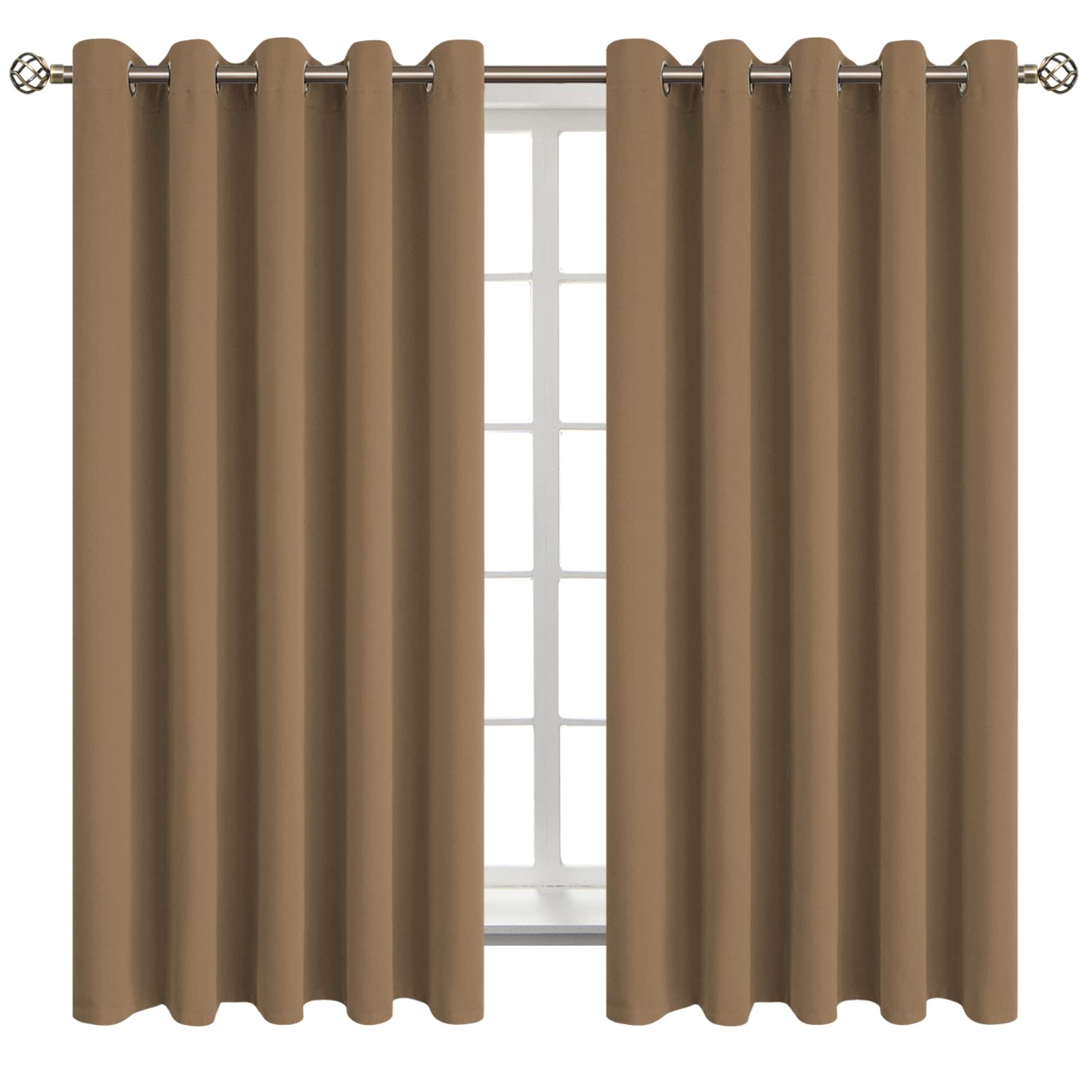 BGment Taupe Blackout Curtains for Bedroom 63 Inch Long - 2 Panels