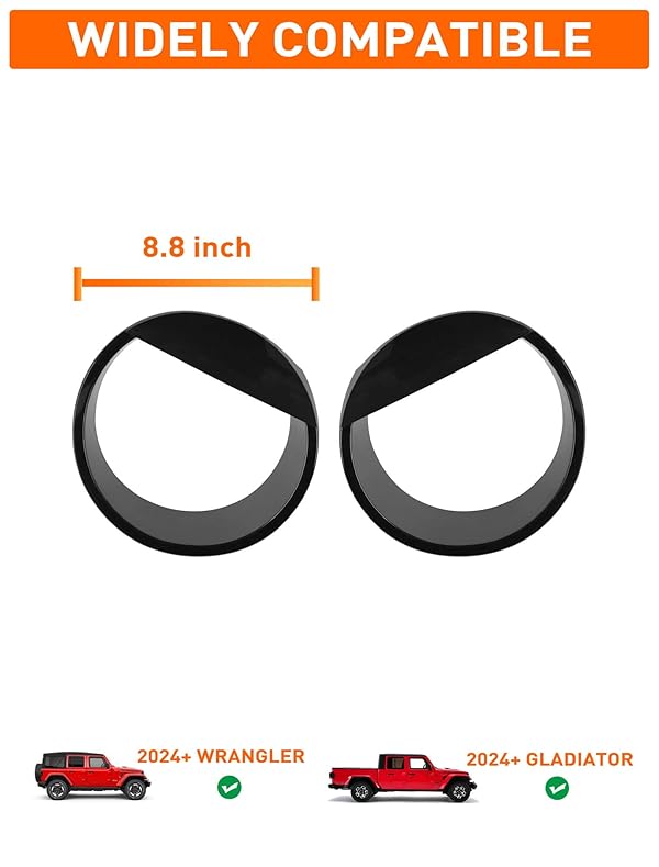 Savadicar Angry Headlight Covers for 2024+ Jeep Wrangler (JL) & Gladiator (JT) - Personalize Your Vehicle Appearance with Headlamps Bezels, Exterior Trim Accessories, Black by Savadicar - Image 5