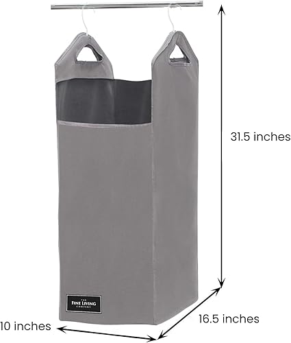 Miniatura 2 de The Fine Living Co. - Cesto colgante para armario, cesta colgante resistente, cesta de lavandería con 2 perchas de metal fuertes, organizador de