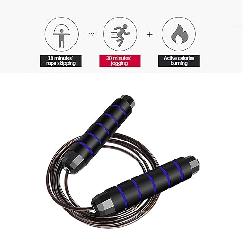 Miniatura 7 de Cuerda de saltar ajustable para mujeres y hombres, cuerda ligera sin enredos con asas de espuma viscoelástica para ejercicio aeróbico, entrenamiento