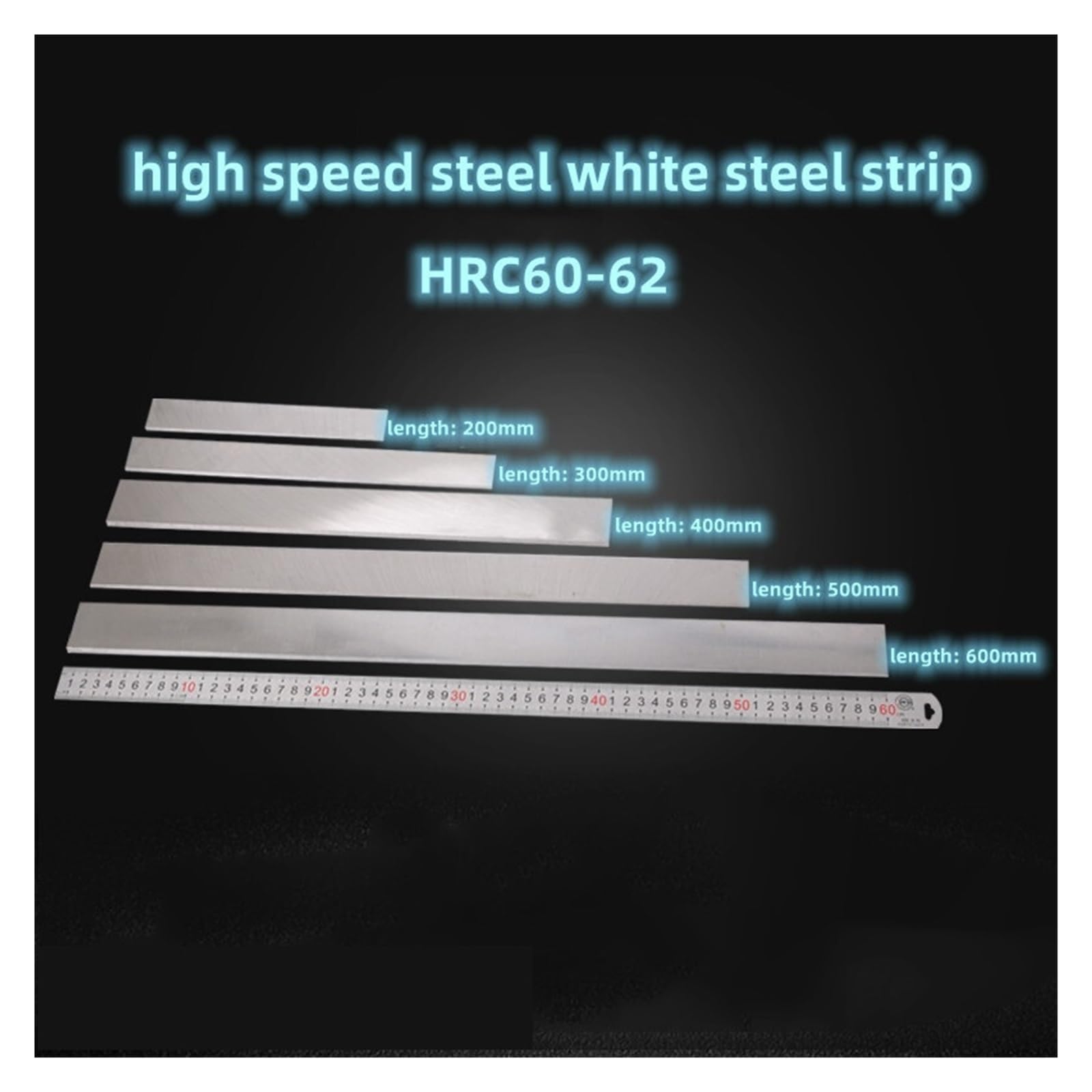 Cuchillo de acero blanco HSS, hoja de acero rápido, grosor 2, 3, 4 mm x 20 – 60 mm, longitud 300 mm, HSS, cuchillos/barras blancas, inserta herramientas de mecanizado de torno CNC(3 x 20 x 300 mm)