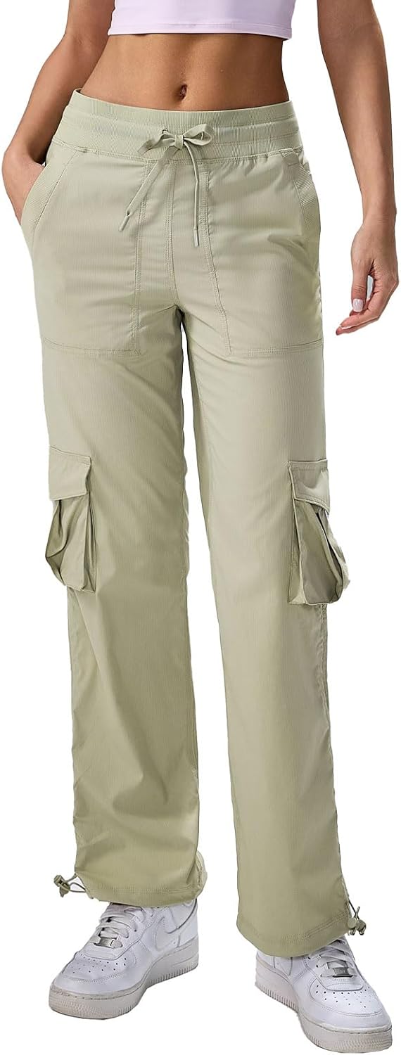 altiland Mid-Rise Cargo Pants with Pockets for Women, Lightweight Quick Dry Outdoor Travel Hiking Pants Running Joggers