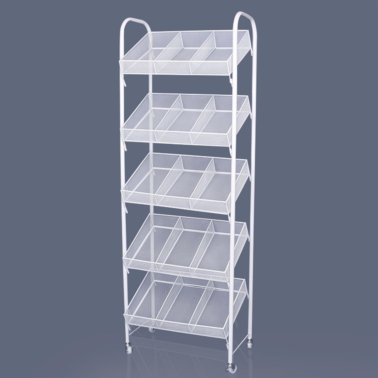 Scaffale espositivo per Vendita al Dettaglio, espositore per Vendita al dettagliti con Ruote, Carrello portaoggetti in Filo Metallico, espositore per panetteria, Porta Caramelle, per vetrina
