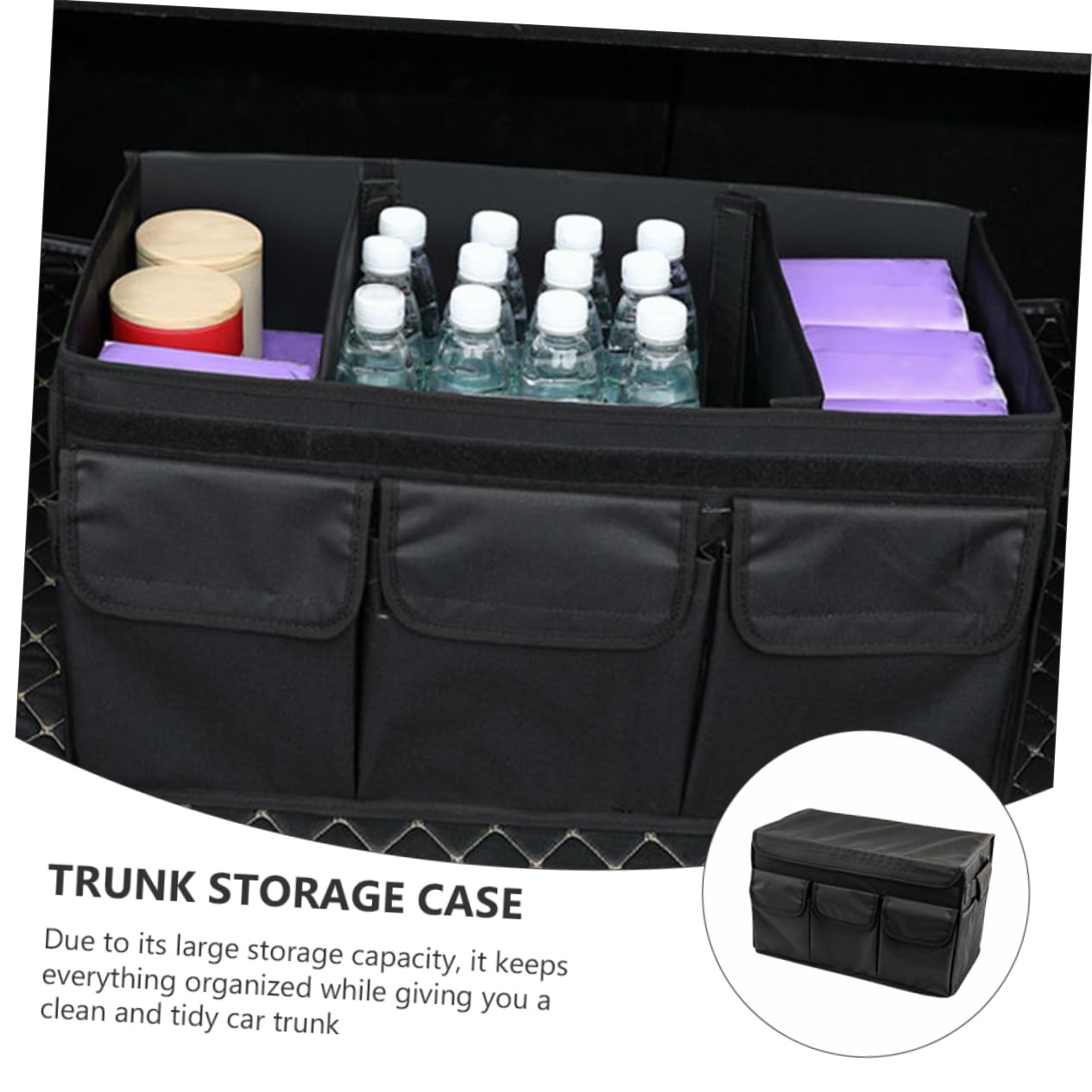 Organizador de Maletero de Coche Caja de Almacenamiento Grande Organizador para Maletero para Viajes y Organización de Equipaje Coche