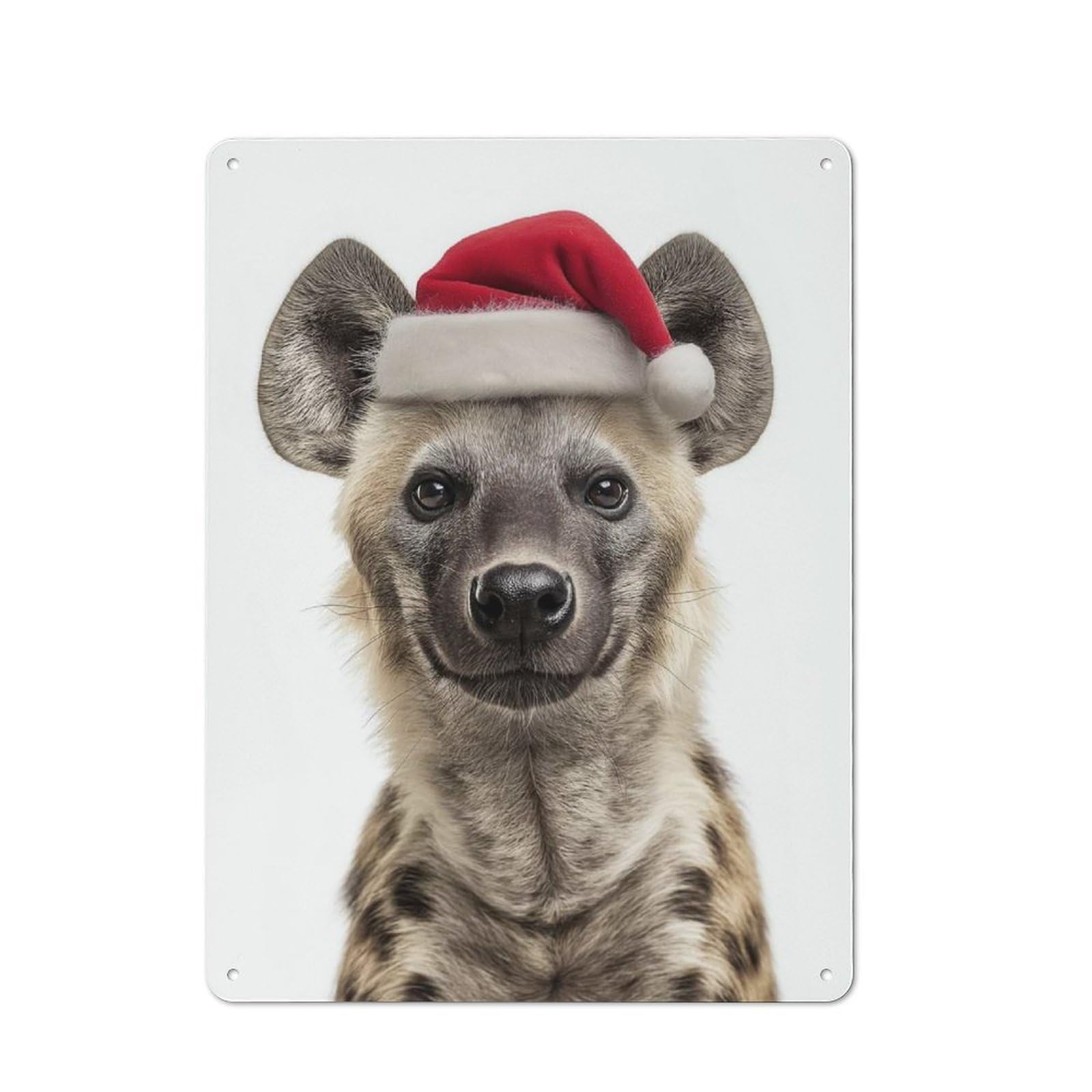 Vintage Cafe Metal Sign 40x30cm Featuring Christmas Hyena with Santa Hat, Bistro Wall Plaque for Cafe, Bistro, Bakery Or Restaurant