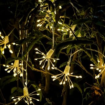 WEISIPU Solar Powered Firework Starburst String Fairy Lights,Christmas Fairy Lights,Firework LED Light,Yard Garden 18.54ft 100 Led Lamp Solar Camping Lights Outdoor [Energy Class A+++]
