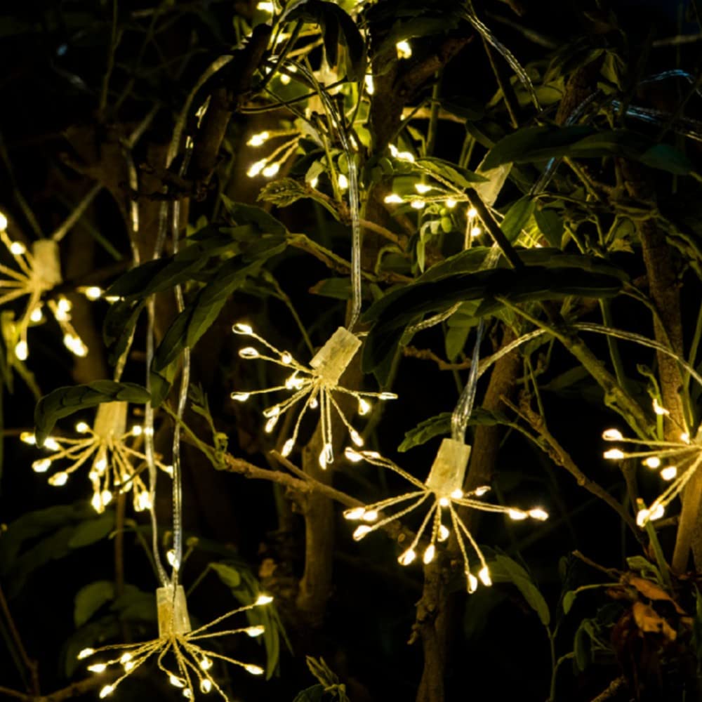 WEISIPU Solar Powered Firework Starburst String Fairy Lights,Christmas Fairy Lights,Firework LED Light,Yard Garden 18.54ft 100 Led Lamp Solar Camping Lights Outdoor