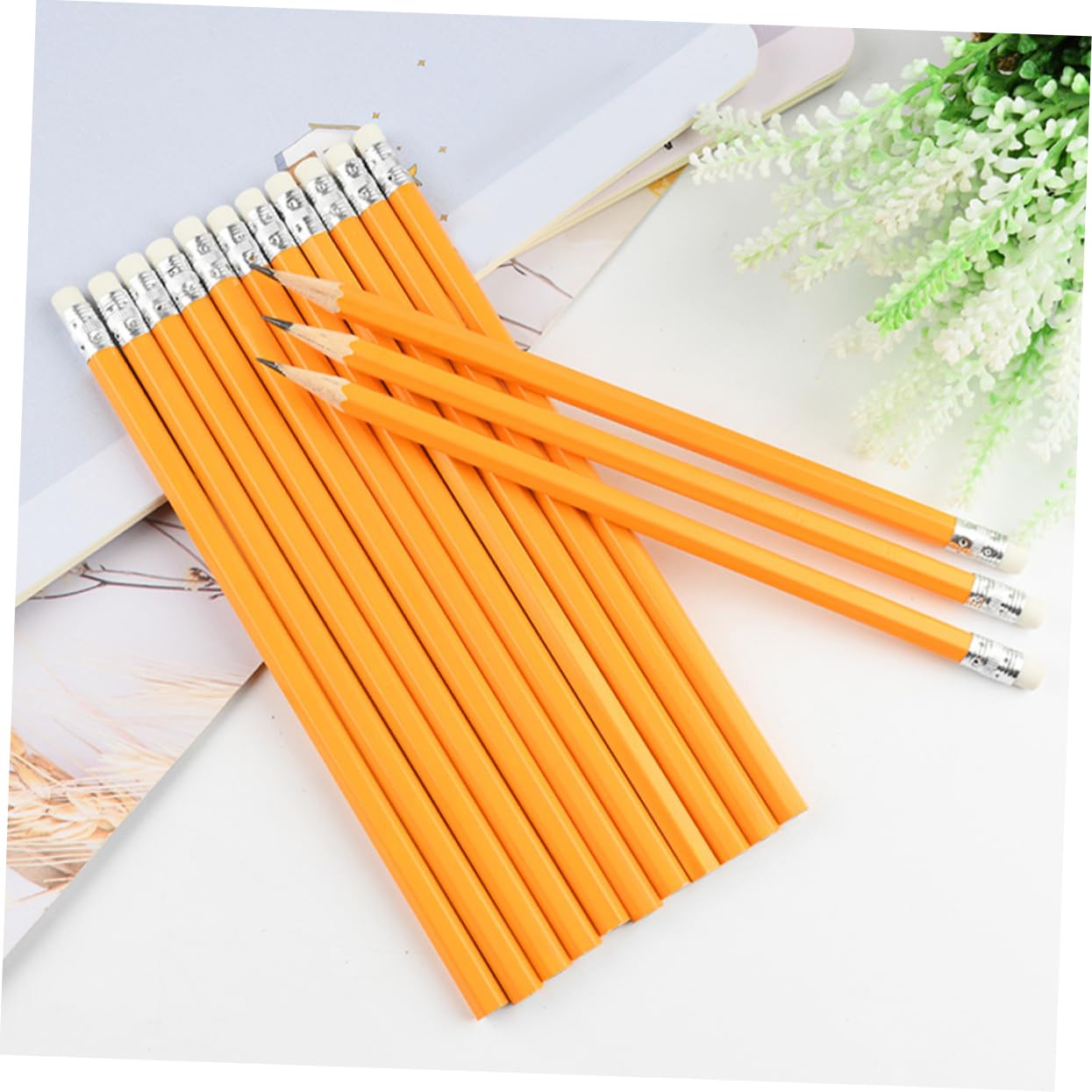 NUOBESTY 100pièces Lot De Crayons Bois Avec Gomme Crayons Écriture Pour Classe De Papeterie Pour Prise De Notes Et Dessin