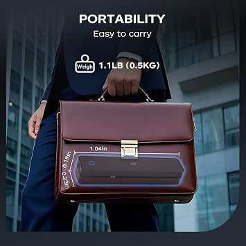 PRT Portable Printer A4, Inkless Thermal Printer, Bluetooth & USB | A4 & A5 Printing • iOS, Android & Laptop • Bluetooth & USB • Home Office • Travel