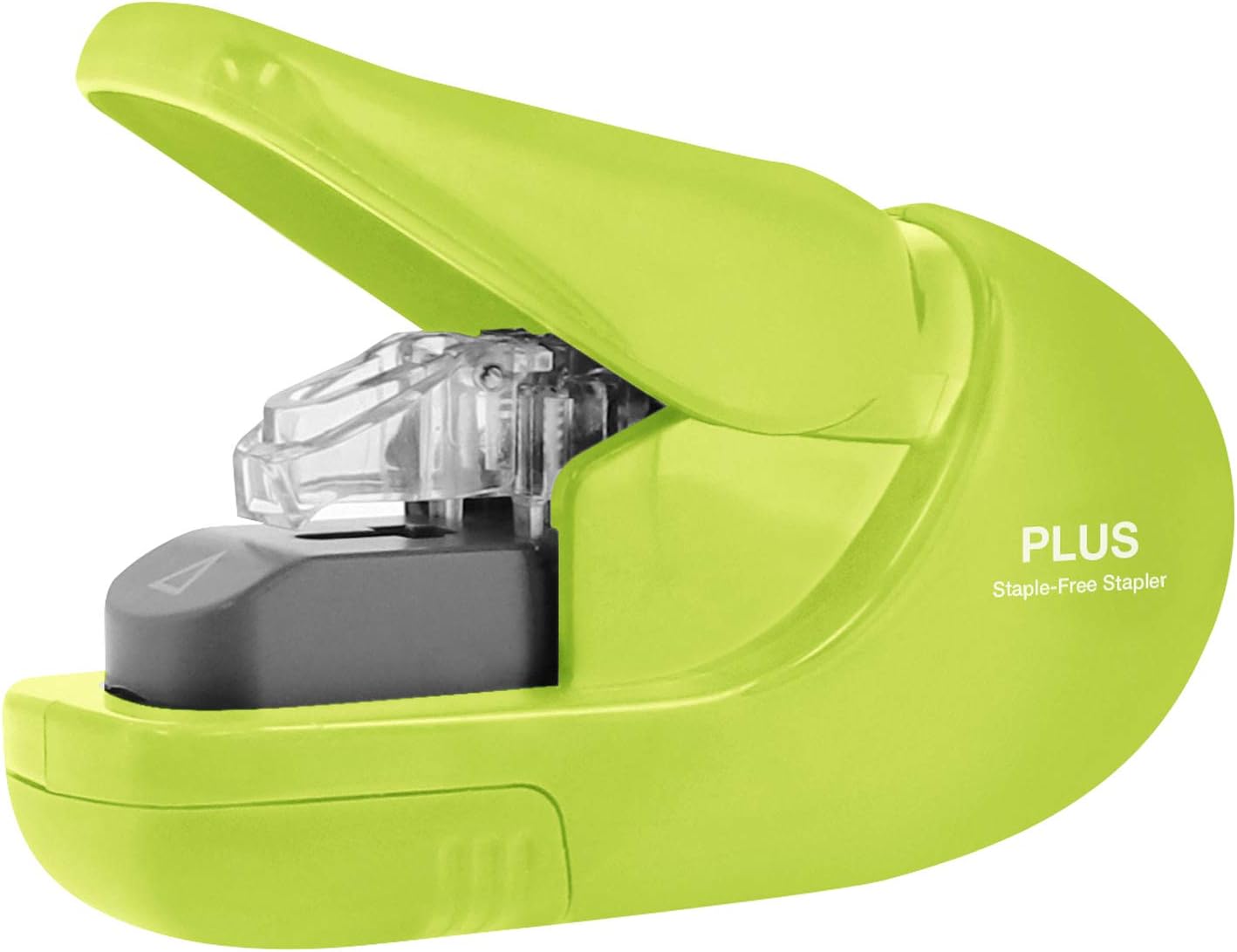 Plus Paper Clinch Compact Staple-Free Stapler, Heavy Duty, Green