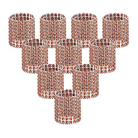 Rose Gold Rhinestone Napkin Rings Set Cover