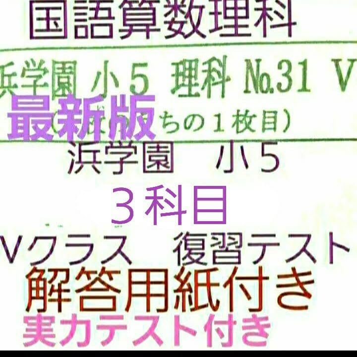 2024年 浜学園小5 Vクラス 3科目1年分 復習テスト 算国理 浜学園