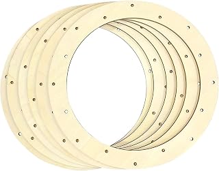 Wreath Boards with Holes 4/8pcs DIY Wooden Frames Handmade Heart Round Wreaths Frame Base Wood Rings Wedding Party Festival Ornaments(4pcs)