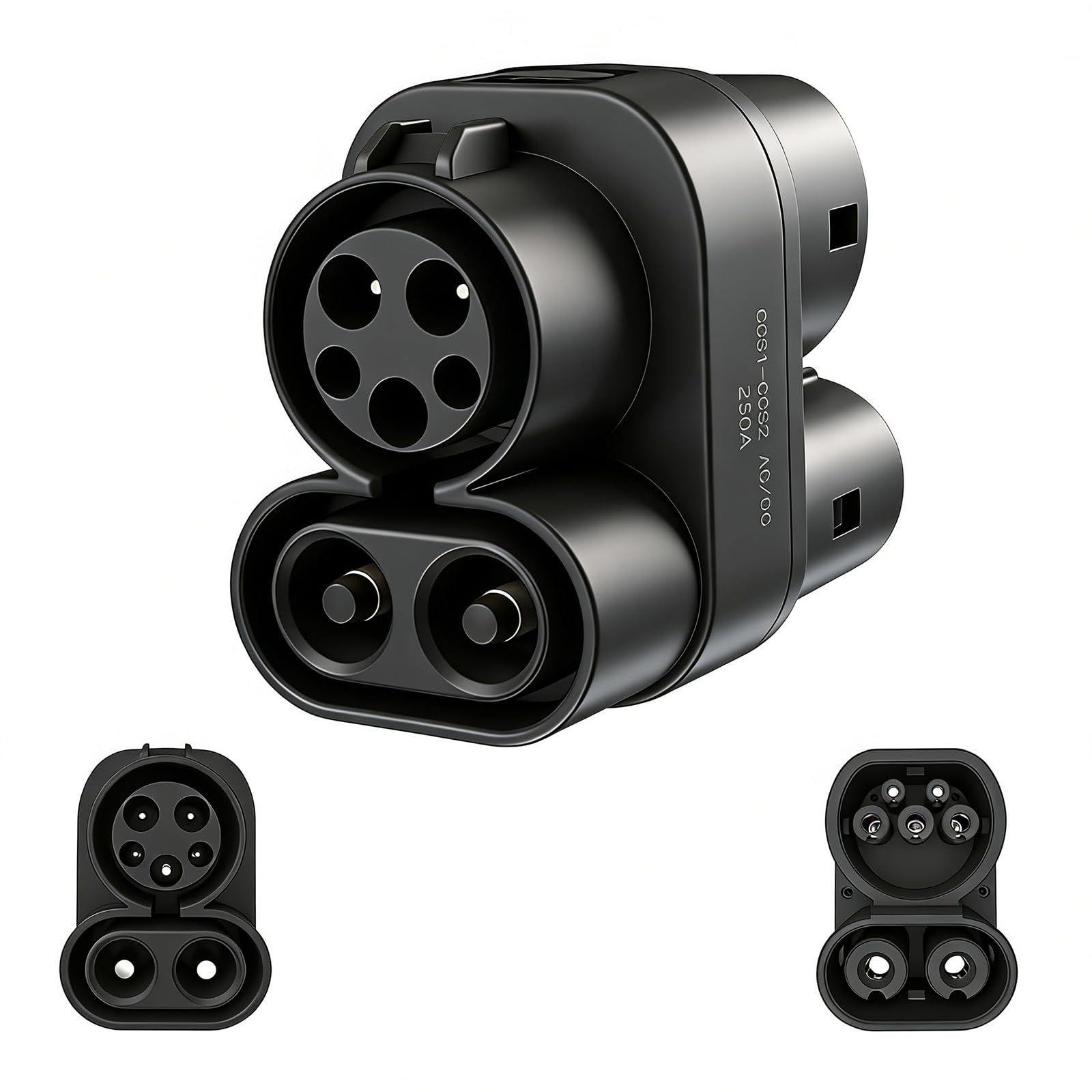 CCS1 to CCS2 Adapter EV Charger Adpater DC 1000V 250A and AC 32A EV Charger Connector Black Type 1 to Type 2 Adapter SAE j1772 to IEC62196