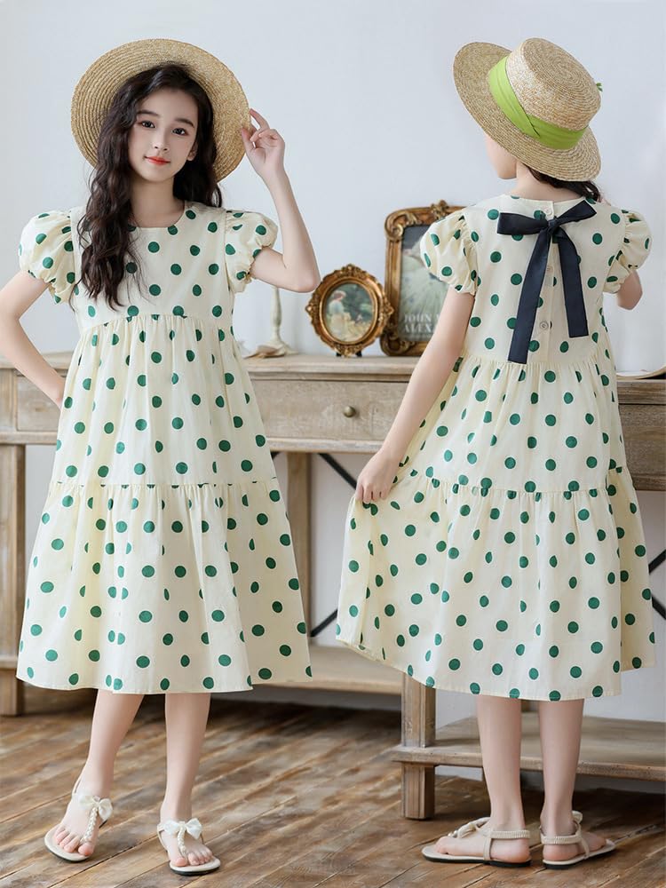 Dziewczęce sukienki w kształcie litery A okrągłe sukienki w stylu casual, imprezowa, dziewczęca letnia sukienka Boho Beach Casual Smocked Maxi sukienki 6-16 lat