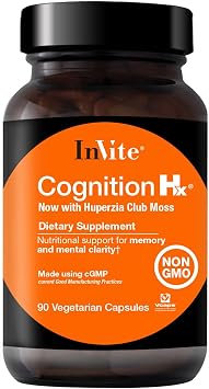 Invite Health Cognition Hx - Supports Brain Functions Like Mental Energy, Alertness, Memory, Focus - with Phosphatidylserine, ALCAR + NADH, Ginkgo Biloba, Huperzia Serrata 90 Capsules