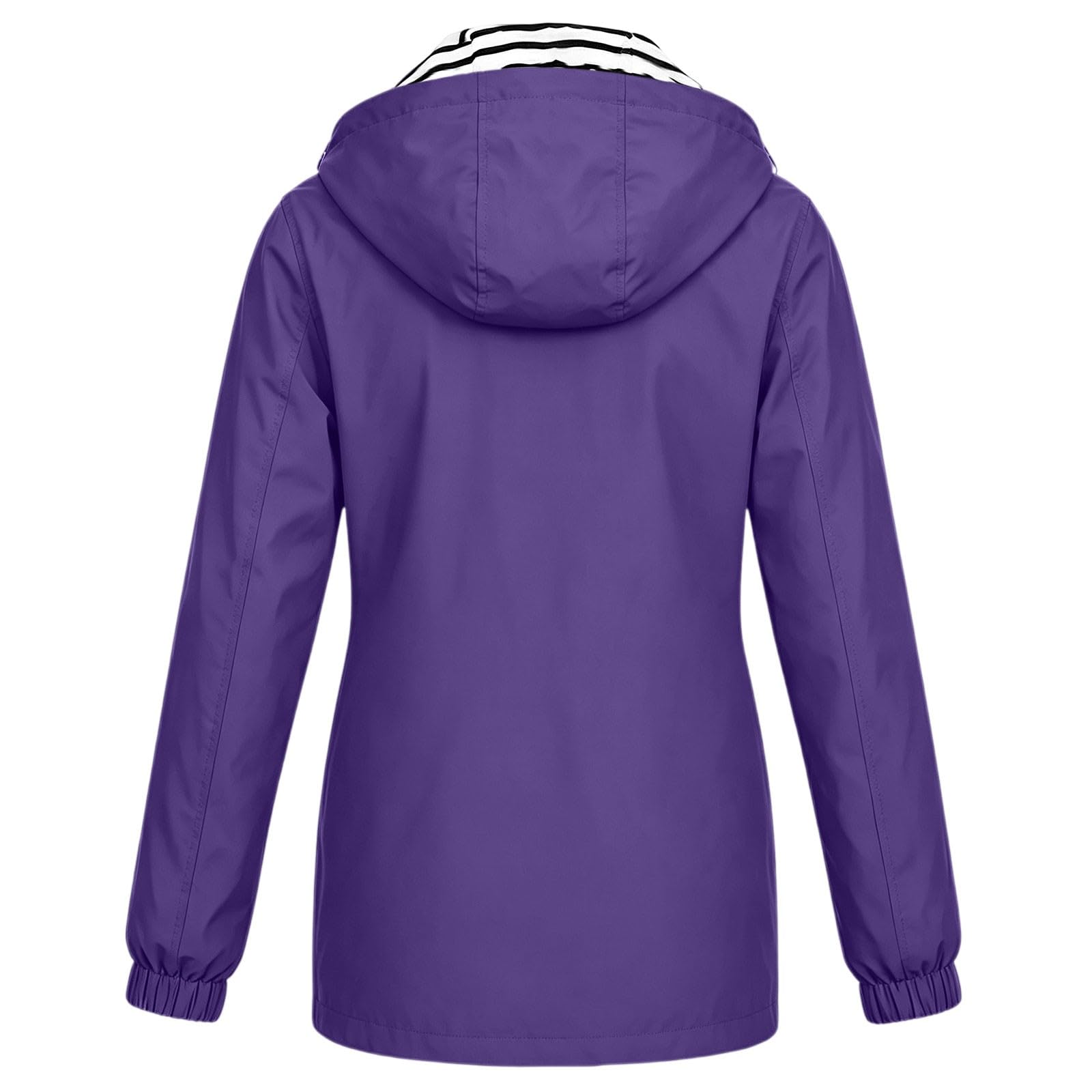 Generisch Giacca a vento oversize con isolamento leggero, cappuccio, dimensioni ripiegate, tasche e motivo a righe, ideale per escursioni all'aperto.