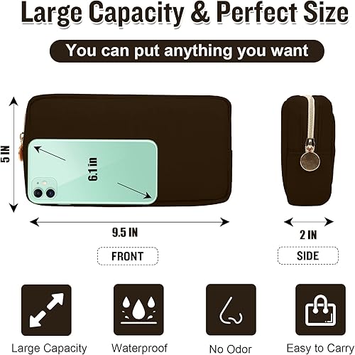 Miniatura 2 de izuzta Nylon Lager Pequeño Slim Mini Maquillaje Bolsa Organizador, Marrón