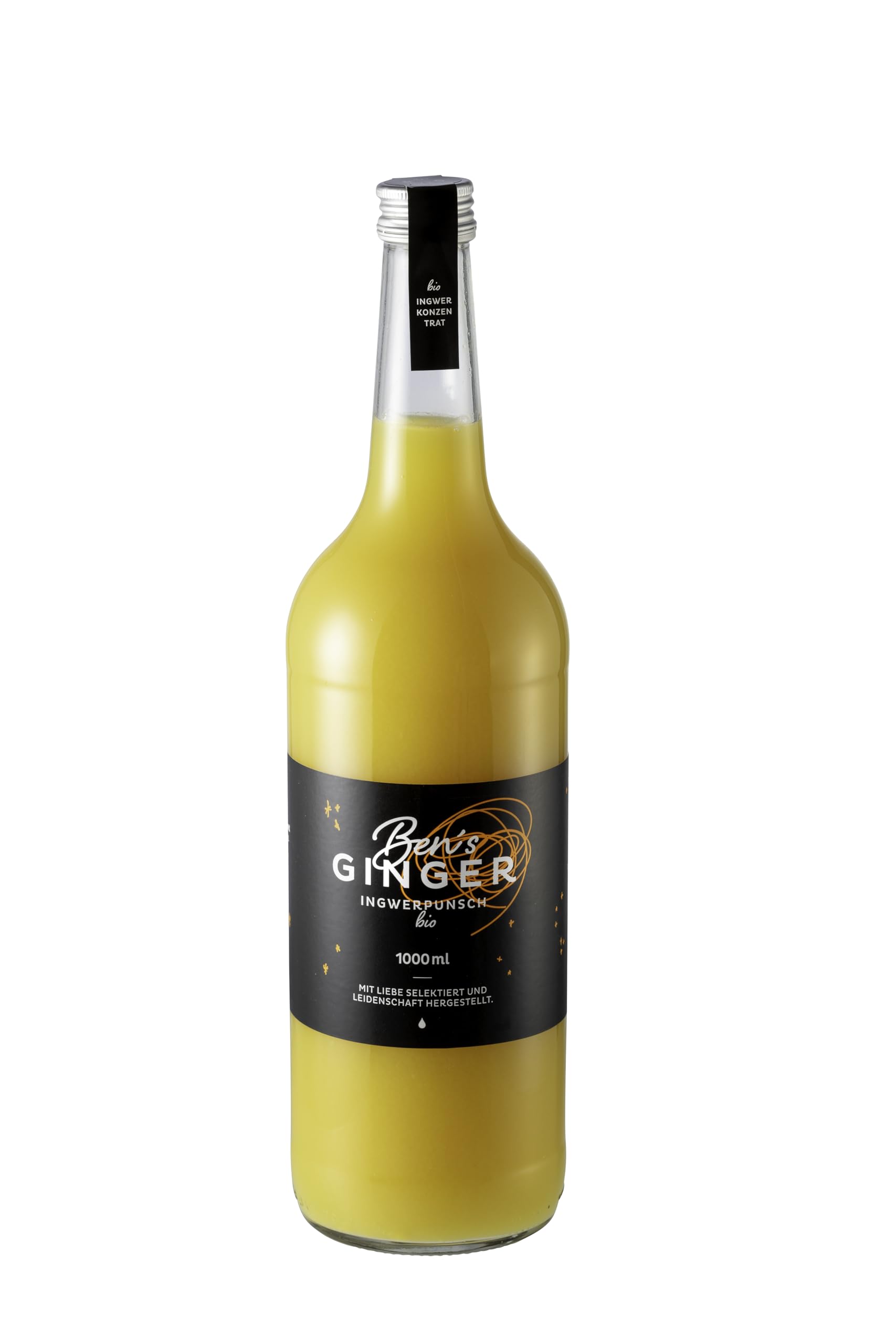 Ben's Ginger Bio Ingwerpunsch (8% alc.) - München Handgefertigt, Bio-zertifiziert, Alkoholisches Getränk, Winterpunsch, Ingwerwein, Ohne Zusatzstoffe, Bio-Qualität - 1 Liter