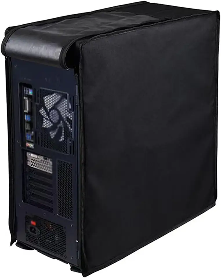 Computer CPU Dust Cover PC Dust Protection Case Host Computer PC CPU Tower Protector Waterproof Scratch Resistant (Black, 19.68Lx 8.26Wx 18.11H)