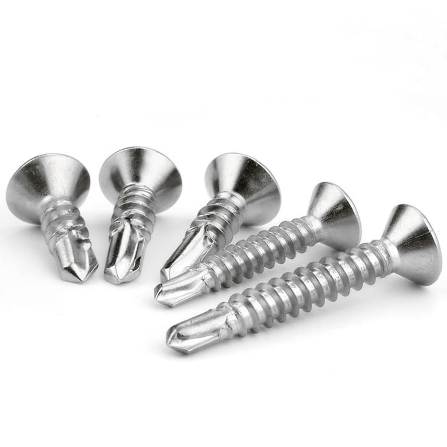 160 sztuk wkrętów samogwintujących do blachy 4,2 x 13 mm, stal nierdzewna 410, z łbem płaskim Phillips o wysokiej wytrzymałości
