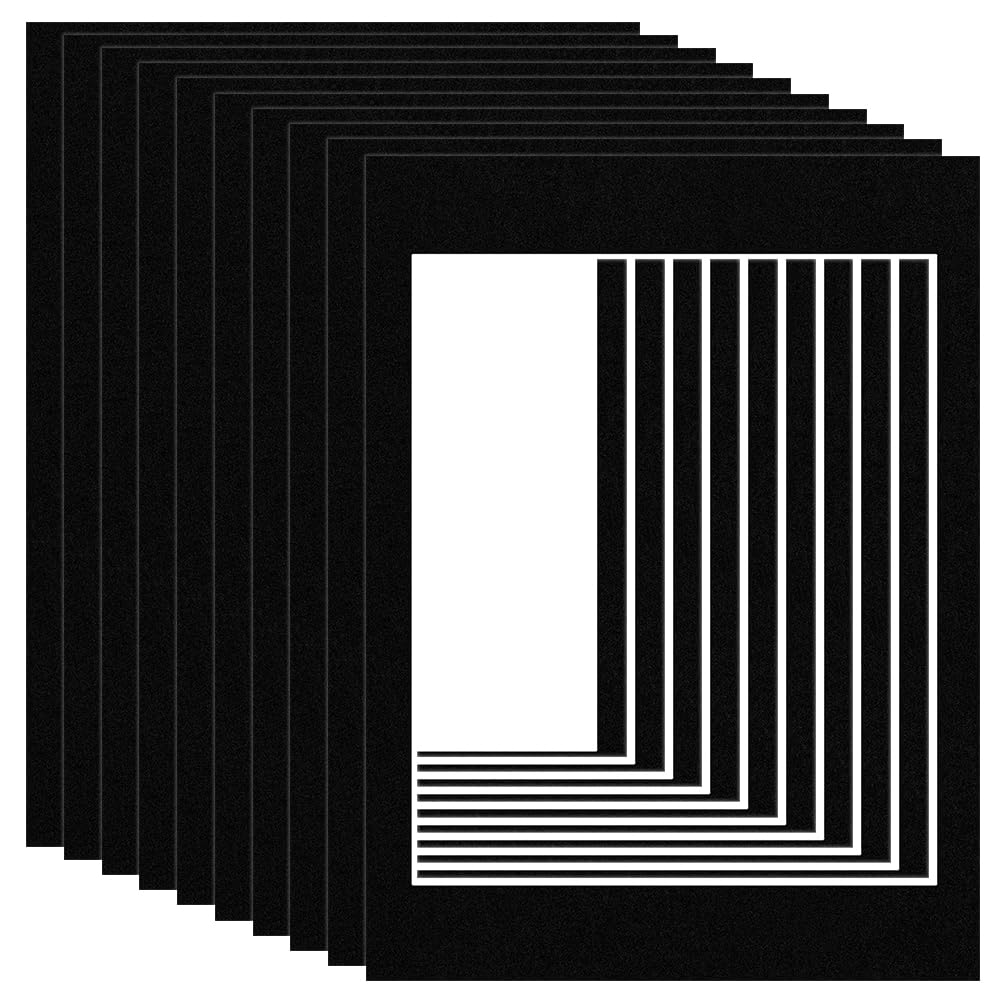 Procut Global 16x12" Black Picture Mounts Board to Fit 12x10" Aperture Size - Photo Mount Card Ideal for Prints, Artwork, Crafts & Certificates - Sizes & Colors Available - Pack of 10 โ image 1