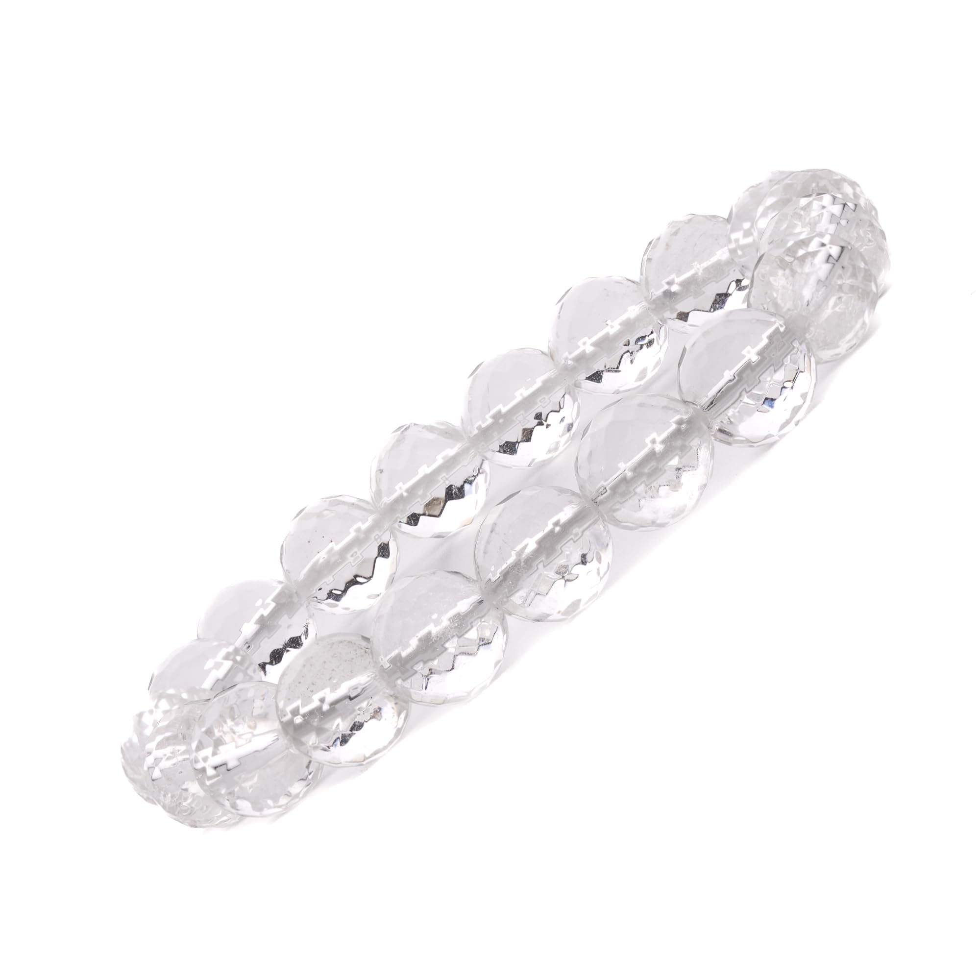 Plus Value Natural Crystal Quartz Bracelet For Unisex Adult | Diamond Cut for Wealth, Health & Prosperity, Reiki & Healing Crystal Products (10mm Beads Size, Jute Bag)