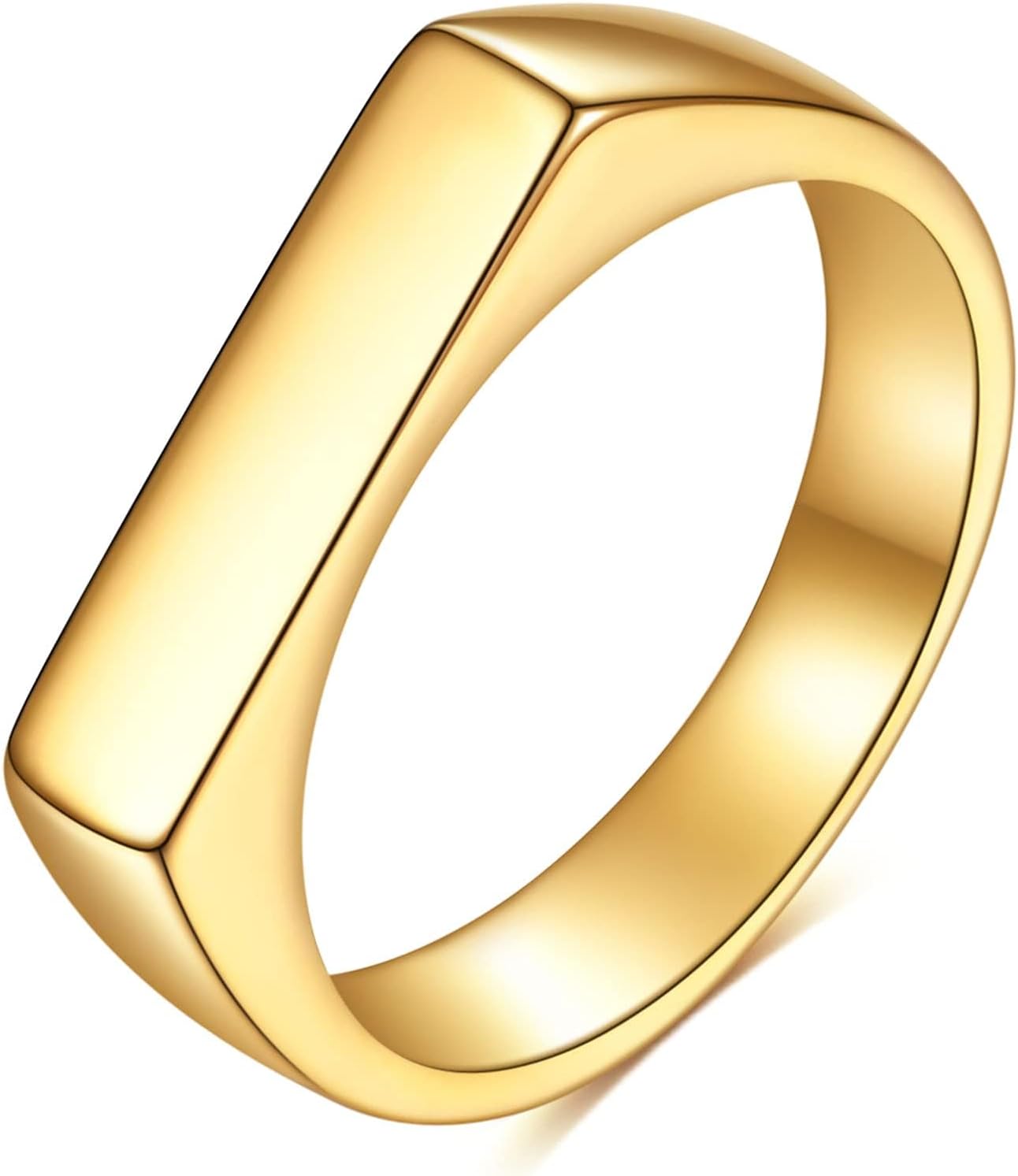 Stainless Steel Square Shape Signet Style Classical Simple Plain Wedding Engagement Statement Ring