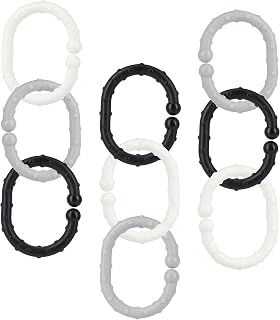 Nuby Linkables Attachable Links for Strollers, Car Seats, and Travel, Black, Grey, and White