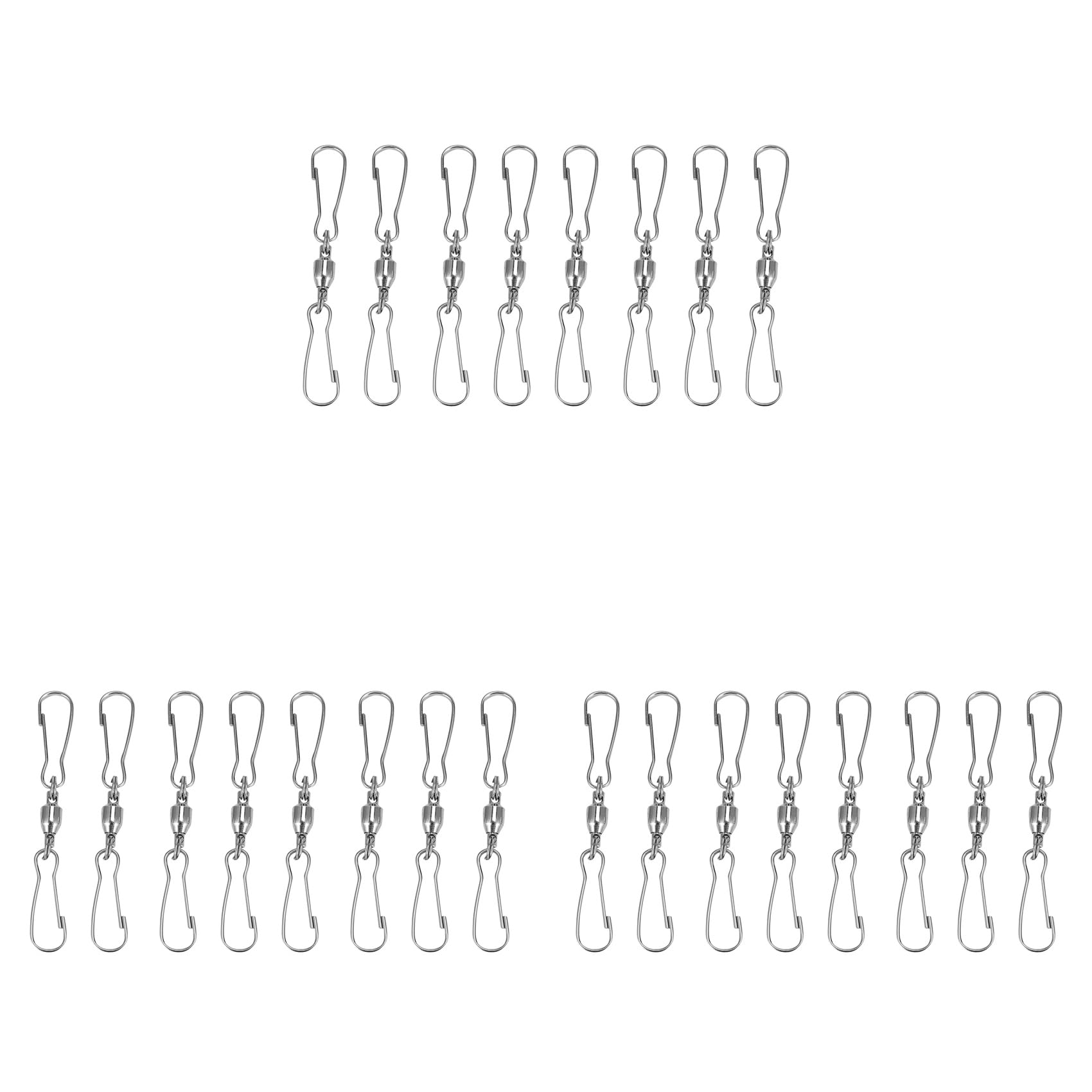Hndhbfgrt 24 Pack Double Clip Swivel Hooks for Wind Spinners, Windsock, Bird Feeders, Wind Chimes Crystal Twisters Party