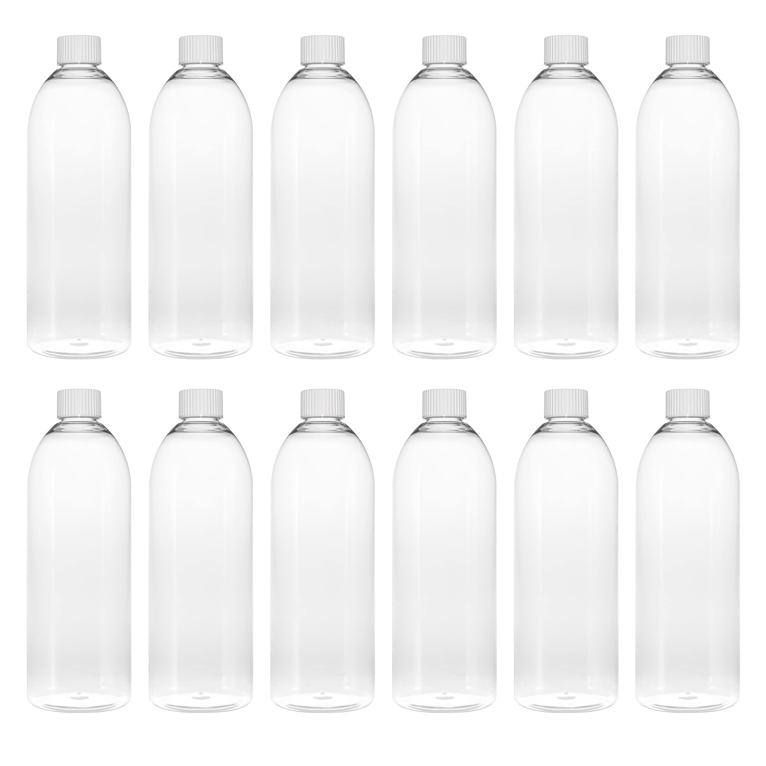 TEC 750ml Pet Plastic Bottles with Lids UK Made 28/410 White Caps Clear Empty Containers 30% Tall Boston Round Recycled RPET and Fully Recyclable(90)