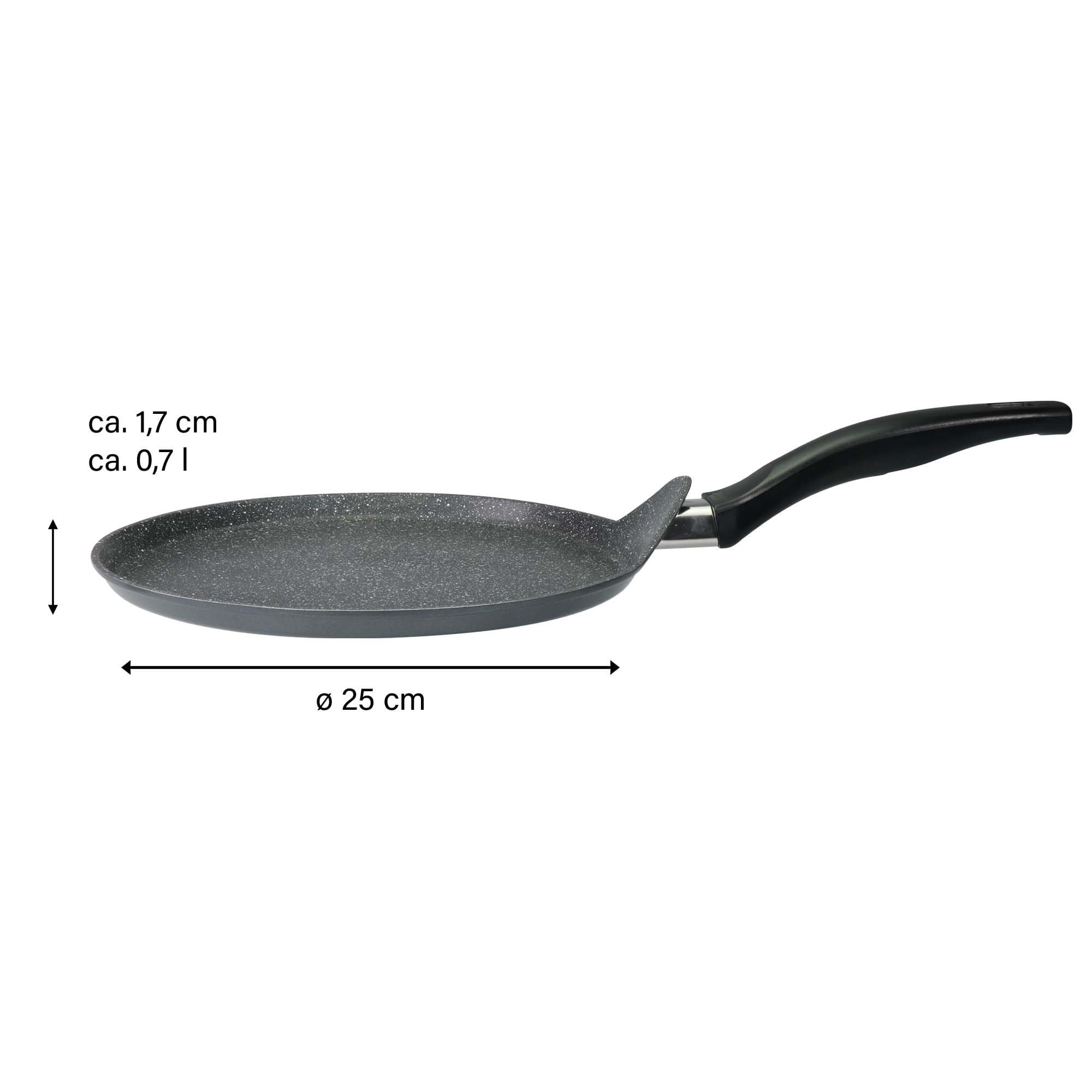 STONELINE - Crepiera con posate, 25 cm, adatta a piani cottura a induzione, in alluminio, colore: Antracite