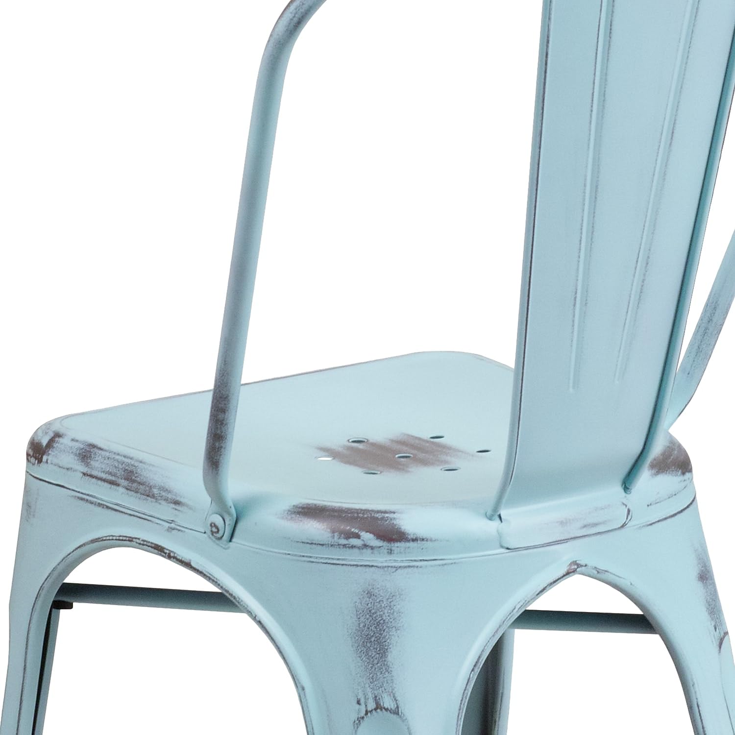 Flash Furniture Lot de 4 chaises en métal Vieilli, Vert/Bleu