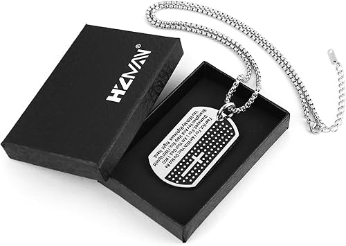 Miniatura 7 de HZMAN Isaiah 4110 Jewelry collar con colgante de cruz de acero inoxidable con texto del verso bíblico en inglés