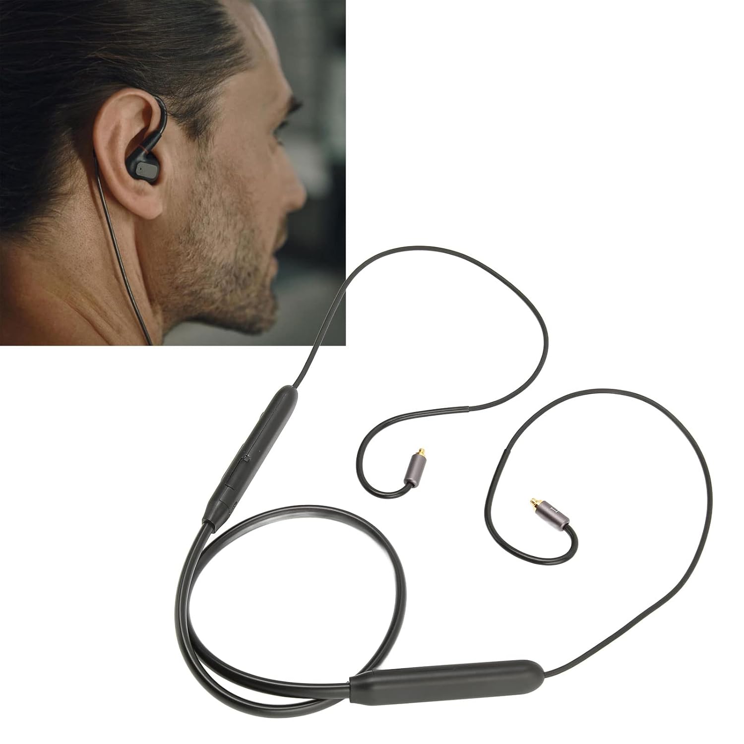 Asixxsix MMCX Bluetooth Adapter Cable with Microphone and Controller for IE300 IE600 IE900, 20 Hours Play Time, Lossless Sound Quality